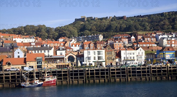 View of the harbour, Scarborough, Yorkshire, England, United Kingdom, Europe