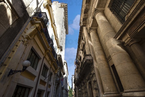 Scenic colorful Old Havana streets in historic city center of Havana Vieja near Paseo El Prado and Capitolio