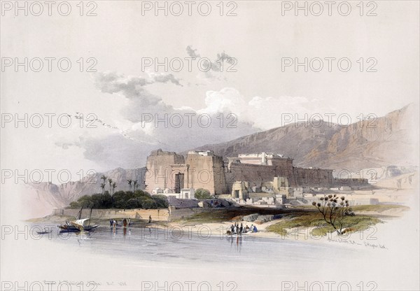 Temple of Kalabsha, Kalabsha, Kalâbishah, Nubia, Egypt, c. 1850, Historical, digitally restored reproduction from a 19th century original, exact date unknown, AI generated, Africa