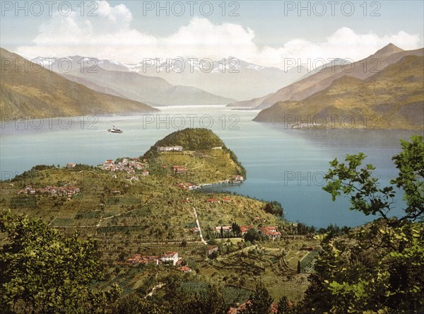 Bellagio, General view, Lake Como, Italy, c. 1895, Historical, digitally restored reproduction from a 19th century original, Record date not stated, Europe