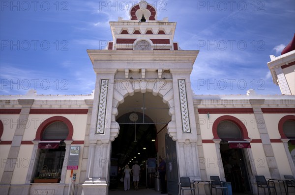 Entrance area, market hall, Mercado Municipal de Loulé, Loulé, Algarve, Portugal, Europe