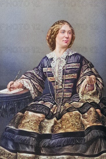 Miss Amy Sedgwick (later Mrs Parkes, Mrs Pemberton and Mrs Goostry) 1830-1897. English actress. Painted by DJ Pound after a photograph by Mayall. From the book The Drawing-Room Portrait Gallery of Eminent Personages, published in London 1859, Historic, digitally restored reproduction from a 19th century original, Record date not stated