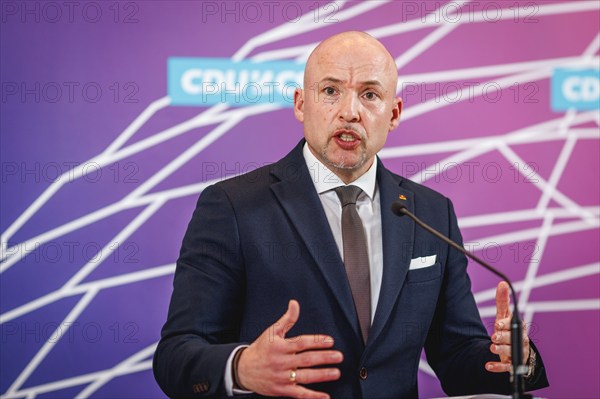 Alexander Hoffmann, Deputy First Parliamentary Secretary of the CSU in the Bundestag, at press statement in Berlin, 23 April 2024, Berlin, Germany, Europe