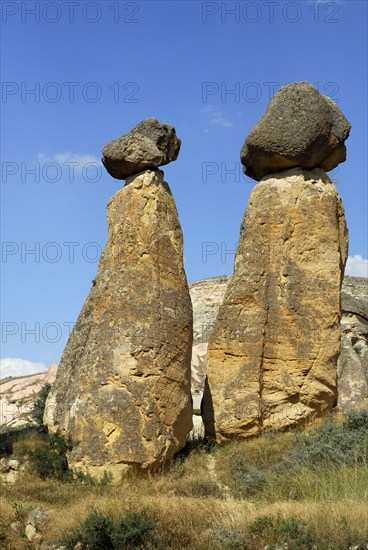 Tuff rocks, fairy fireplaces, Love Valley, Göreme, Cappadocia, Turkey, Asia