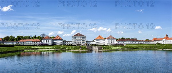 MUNICH, GERMANY, MAY 8, 2012: Panorama of Nymphenburg Palace (Schloss Nymphenburg) . This Baroque palace is the main summer residence of the former rulers of Bavaria of the House of Wittelsbach