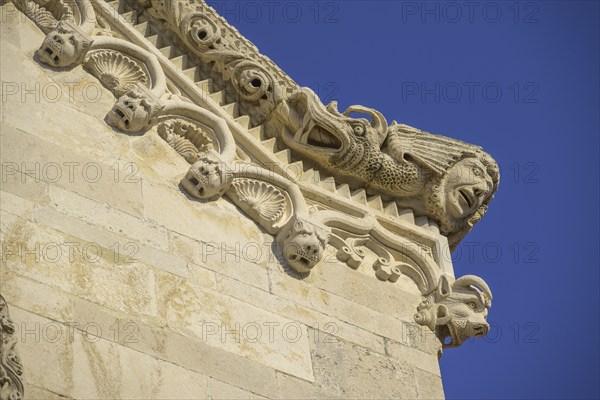 Detail of Sv Marko Cathedral, Korcula, Dubrovnik-Neretva County, Croatia, Europe