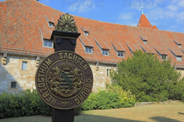 Veste Coburg, Coat of Arms of the Duchy of Saxony, Coburg, Coburg, Upper Franconia, Bavaria, Germany, Europe