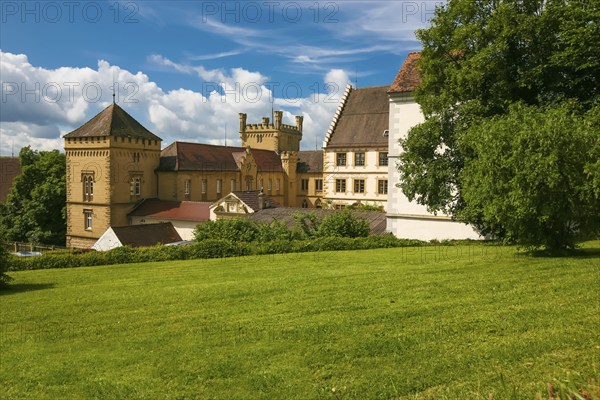 Weitenburg Castle, romantic hotel, historic building, residential castle in various architectural styles, Renaissance, Baroque, Neo-Gothic, Starzach, Neckar Valley, Baden-Württemberg, Germany, Europe