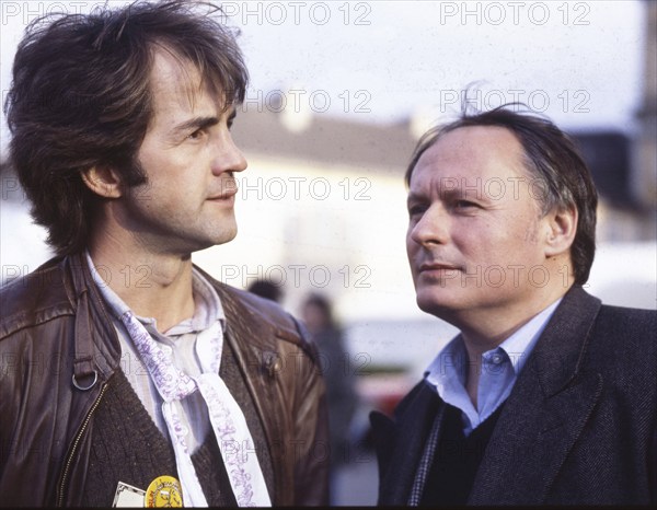 DEU, Germany: The historical slides from the 84-85 r years, Bonn. Peace movement on 20.10.84.Jo Leinen (l.) and Oskar Lafontaine