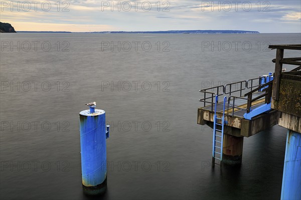 Pier, Sellin pier at dusk, detail, long exposure, Baltic resort Sellin, Rügen Island, Mecklenburg-Western Pomerania, Germany, Europe