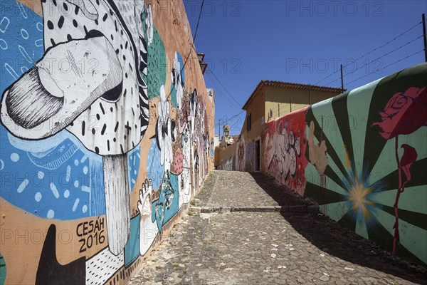 Wall painting, street art, graffiti, Beco do Maldonado, Alfama neighbourhood, Lisbon, Portugal, Europe