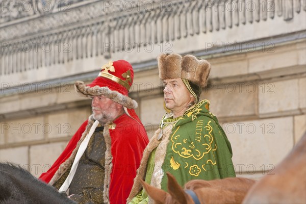 Living procession of princes at the Fürstenzug in Dresden