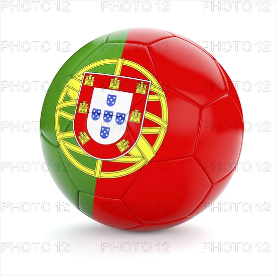 3d rendering of Portugal soccer football ball with Portuguese flag isolated on white background