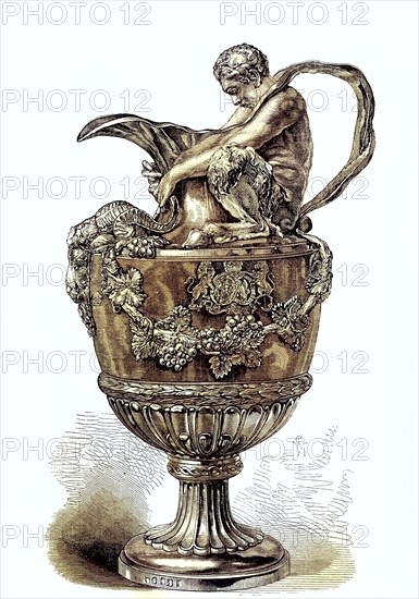 Chelsa vase, silver vase after a model by John Flaxman, 1807, England, Historic, digitally restored reproduction of an original 19th century pattern, exact original date unknown