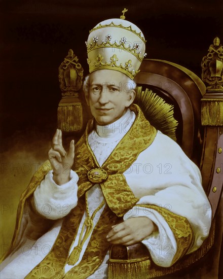 Pope Leo XIII, 2 March 1810, 20 July 1903, Pope of the Roman Catholic Church from 1878 to 1903 (Library of Congress Prints and Photographs Division Washington), Historical, digitally restored reproduction of a 19th century original