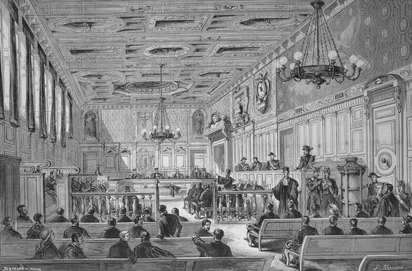 The New Hall of the Jury Court of the Seine Department in 1869, France, Historic, digitally restored reproduction of a 19th century original, Europe