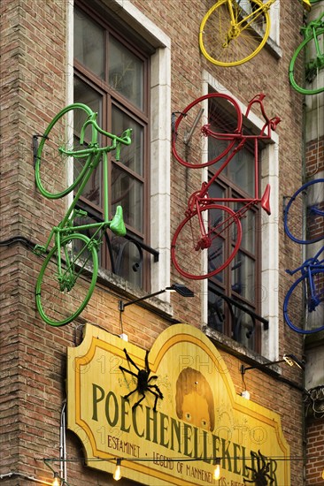 Exterior facade of the Poechenellekelder theatre puppet cellar, Brussels, Belgium, Europe