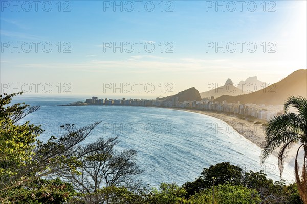 Late afternoon on Copacabana beach in Rio de Janeiro on a summer day, Copacabana beach, Rio de Janeiro, Rio de Janeiro, Brazil, South America