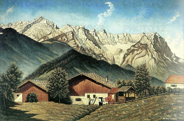 Alpenhof, Painting by Adolf Hitler (1889-1945), Historical, digitally restored reproduction from a 20th century original, public domain, Record date not stated