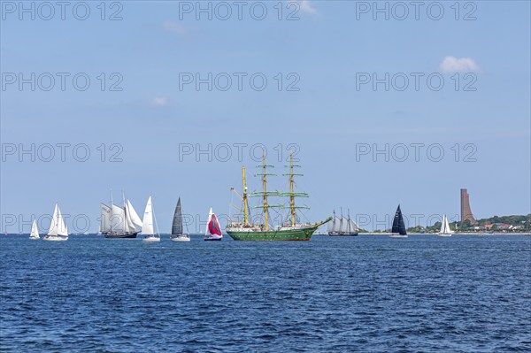 Sailing ship Alexander von Humboldt II, sailing boats, naval memorial, Laboe, Kieler Woche, Kiel Fjord, Kiel, Schleswig-Holstein, Germany, Europe