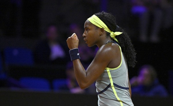 Coco Gauff USA cheers, gestures, tennis, Porsche Cup 2024, Porsche Arena, Stuttgart, Baden-Württemberg, Germany, Europe