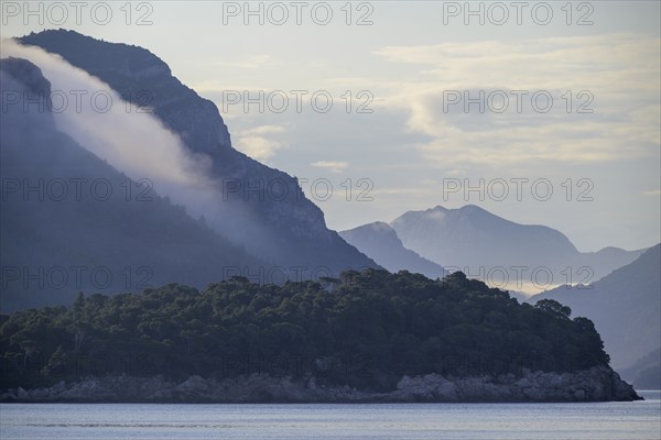 Morning fog over the mountains, Trstenik, Dubrovnik-Neretva County, Croatia, Europe