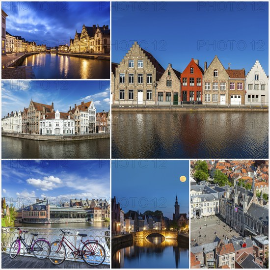 Mosaic collage storyboard of Belgium tourist views travel images