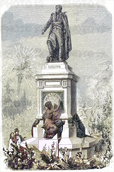 Monument to Andre Massena, Andrea Massena, Duke of Rivoli and Prince of Essling (6 May 1758 - 4 April 1817), a French military man, army commander and Marshal d'Empire, in 1869 in Nice, France, Historic, digitally restored reproduction of a 19th century original, exact original date unknown, Europe