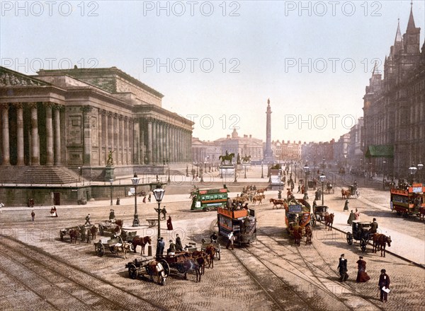 St George's Hall, Liverpool, ca 1895, England, Historic, digitally restored reproduction from a 19th century original, St George's Hall, Historic, digitally restored reproduction from a 19th century original