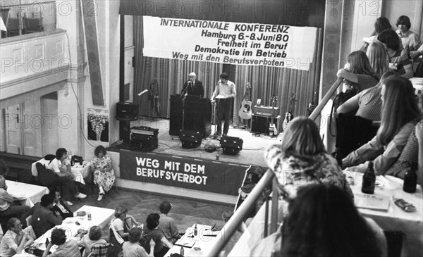 The International Conference of the Victims of the Radical Decree, which led to the banning of teachers, railway workers and other public service employees, 6 June 1980 in Hamburg, Germany, Europe