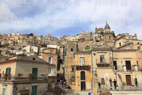 City of Ragusa, view of the houses in the district of Ragusa Superiore, Sicily, Italy, Europe