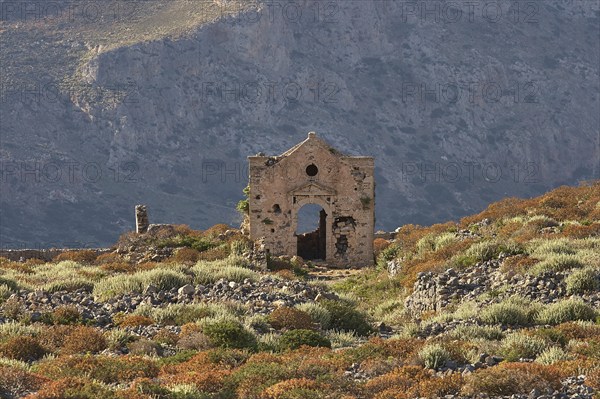 Venetian Sea Fortress Gramvoussa, Ruined Buildings, Machia, Gramvoussa Peninsula, Pirate Bay, Balos, Tigani, West Crete, Island of Crete, Greece, Europe