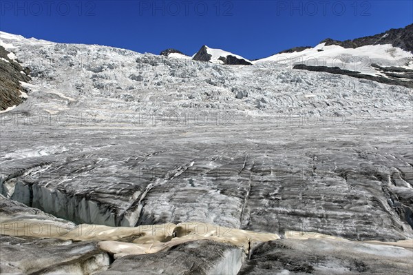 Glacier break at Ewigschneefeld, Konkordiaplatz, Grindelwald, Jungfrau Region, Bernese Oberland, Switzerland, Europe