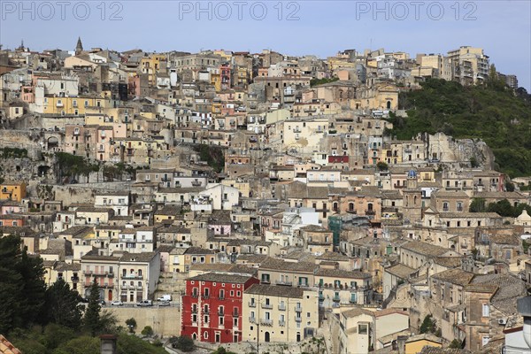 City of Ragusa, view of the houses in the district of Ragusa Superiore, Sicily, Italy, Europe