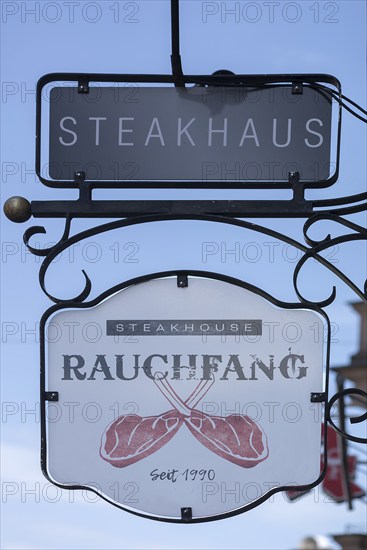 Nose sign from a steakhouse, Erlangen, Middle Franconia, Bavaria, Germany, Europe