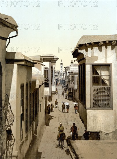 Die Hauptstraß, Damascus, Heiliges Land, Syrien, ca. 1890, Historic, digitally restored reproduction from a 19th century original, The street called straight, Damascus, Holy Land, Syria, 1890, Historic, digitally restored reproduction from a 19th century original, Asia