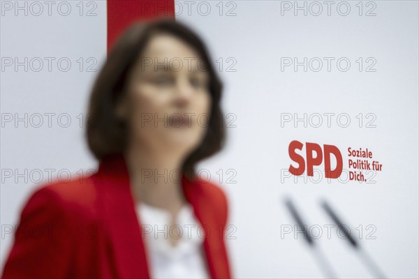 Katarina Barley, SPD lead candidate for the European elections, at a press conference in Berlin, 12 March 2024