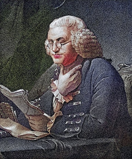 Benjamin Franklin, 1706 to 1790, American statesman and founding father Signer of the Declaration of Independence 19th century Engraving by JB Longacre after a painting by Martin, Historical, digitally restored reproduction from a 19th century original, Record date not stated