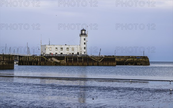 Scarborough Lighthouse and Harbour, Vincent Pier, Scarborough, North Yorkshire, England, United Kingdom, Europe