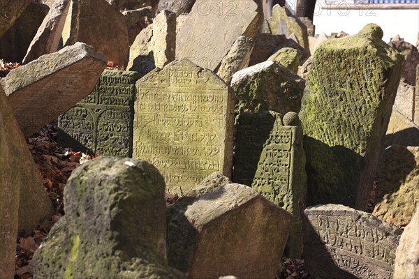 The Old Jewish Cemetery in the Josefov district is one of the most historically significant Jewish cemeteries in Europe. It contains over 12, 000 gravestones and presumably the remains of 100, 000 people, Prague, Czech Republic, Europe