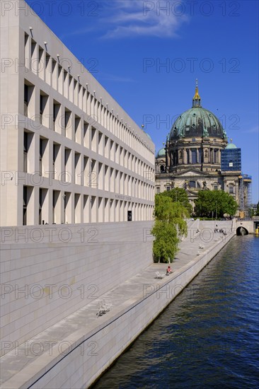 Berlin Cathedral, with Humboldt Forum, Schlossplatz, Museum Island, Berlin, Germany, Europe