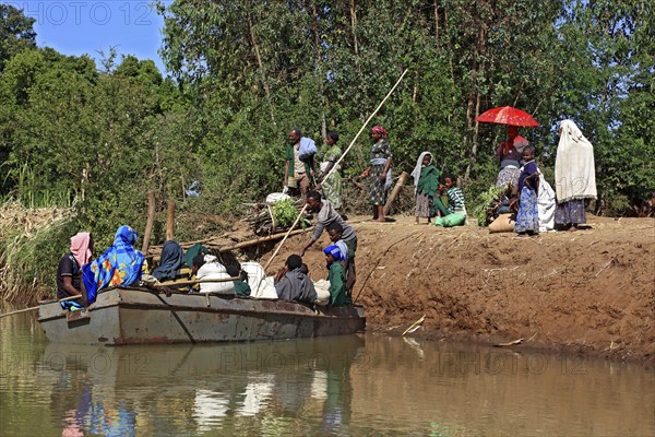 Ahamra region, at the boat landing stage to the waterfalls of the Blue Nile, in the highlands of Abyssinia, Blue Nile, Tis Issat waterfall, Ethiopia, Africa