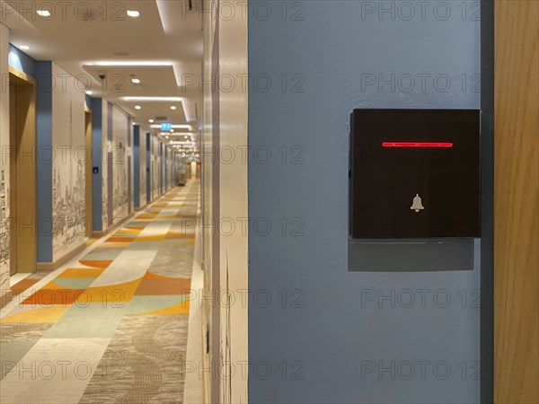 Interior view control panel doorbell, room service, room service, privacy, do not disturb, red, corridor, Hotel NH Collection The Palm Jumeirah, Dubai, United Arab Emirates, VAR, Asia