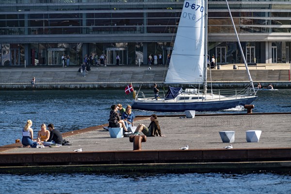 Leisure complex in Copenhagen harbour, Ofelia Beach, opposite the Opera House, Denmark, Europe