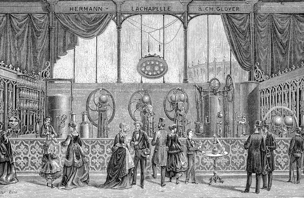 International Exhibition in Le Havre 1868, water bubbling apparatus, gas water apparatus, automatic machine for the production of carbonated drinks by Hermann-Sachapelle, France, Historic, digitally restored reproduction of a 19th century original, exact original date unknown, Europe