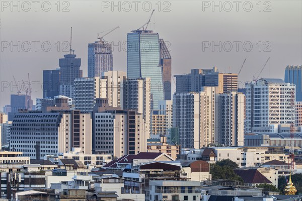 Panorama from Golden Mount, skyline of Bangkok, Thailand, Asia