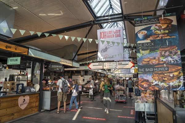 Torvehallerne market halls with market stalls, food of all kinds, restaurants, snack bars, Copenhagen, Denmark, Europe