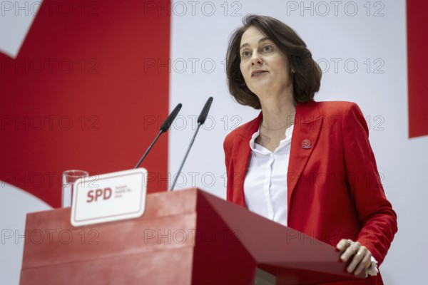 Katarina Barley, SPD lead candidate for the European elections, at a press conference in Berlin, 12 March 2024