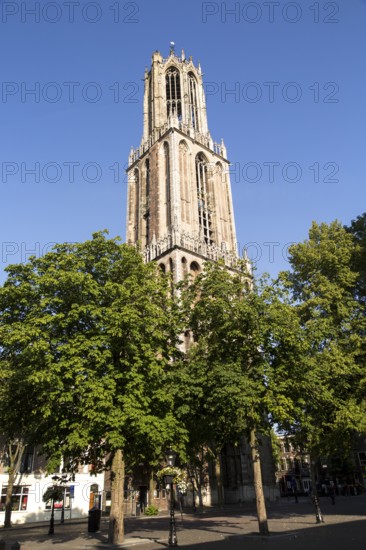 Famous fourteenth century Dom church tower in city of Utrecht, Netherlands