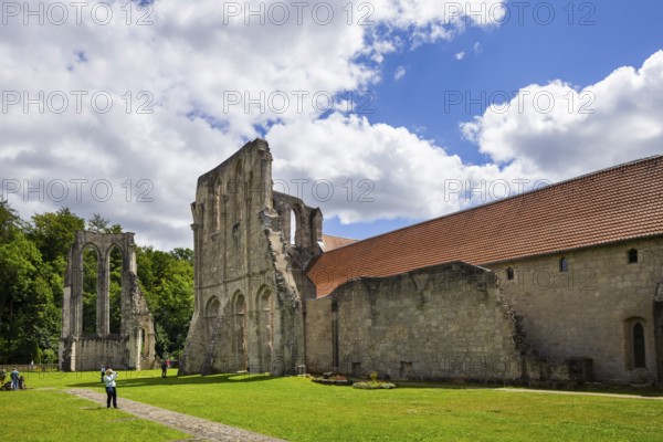 Walkenried Abbey is a former Cistercian abbey in Walkenried, situated on the southern edge of the Harz Mountains near the border triangle of Lower Saxony, Saxony-Anhalt and Thuringia. The building complex includes the ruins of the abbey church and the largely preserved Gothic cloister building. This was converted into the Walkenried Monastery Cistercian Museum in 2006. Since 2010, the monastery complex has been a UNESCO World Heritage Site as part of the Rammelsberg Mine, Goslar Old Town and Upper Harz Water Management Site, Walkenried Monastery, Walkenried, Lower Saxony, Germany, Europe